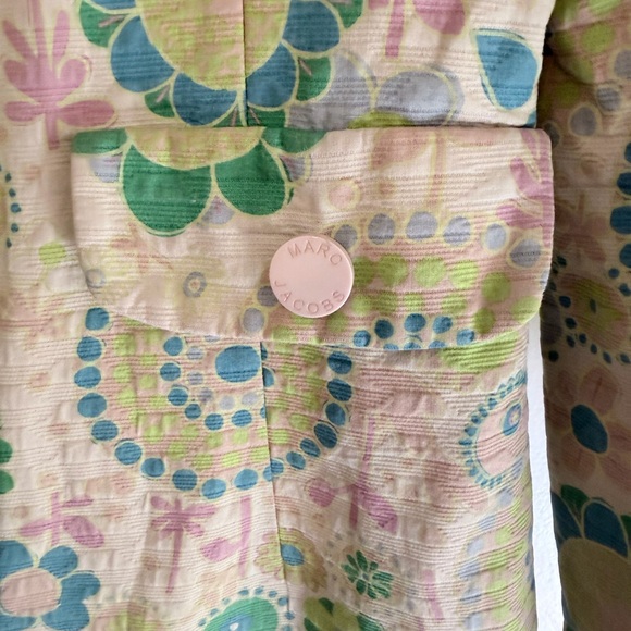 Vintage Marc Jacobs Mod Green Floral Pattern Trench Coat - Picture 4 of 8